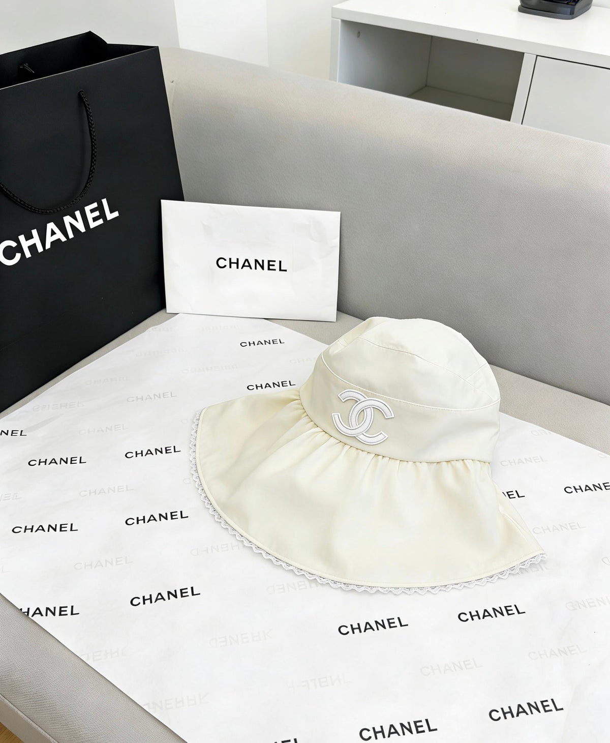 CHANEL Quilted Sun Visor Hat
