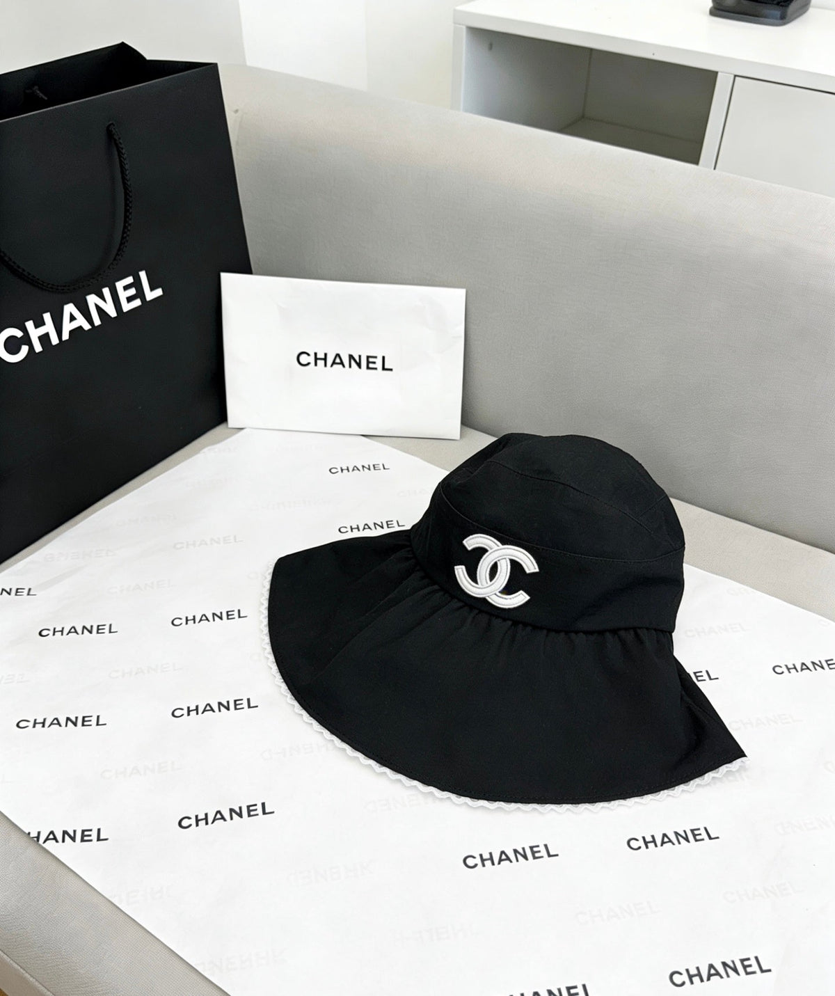 CHANEL Quilted Sun Visor Hat